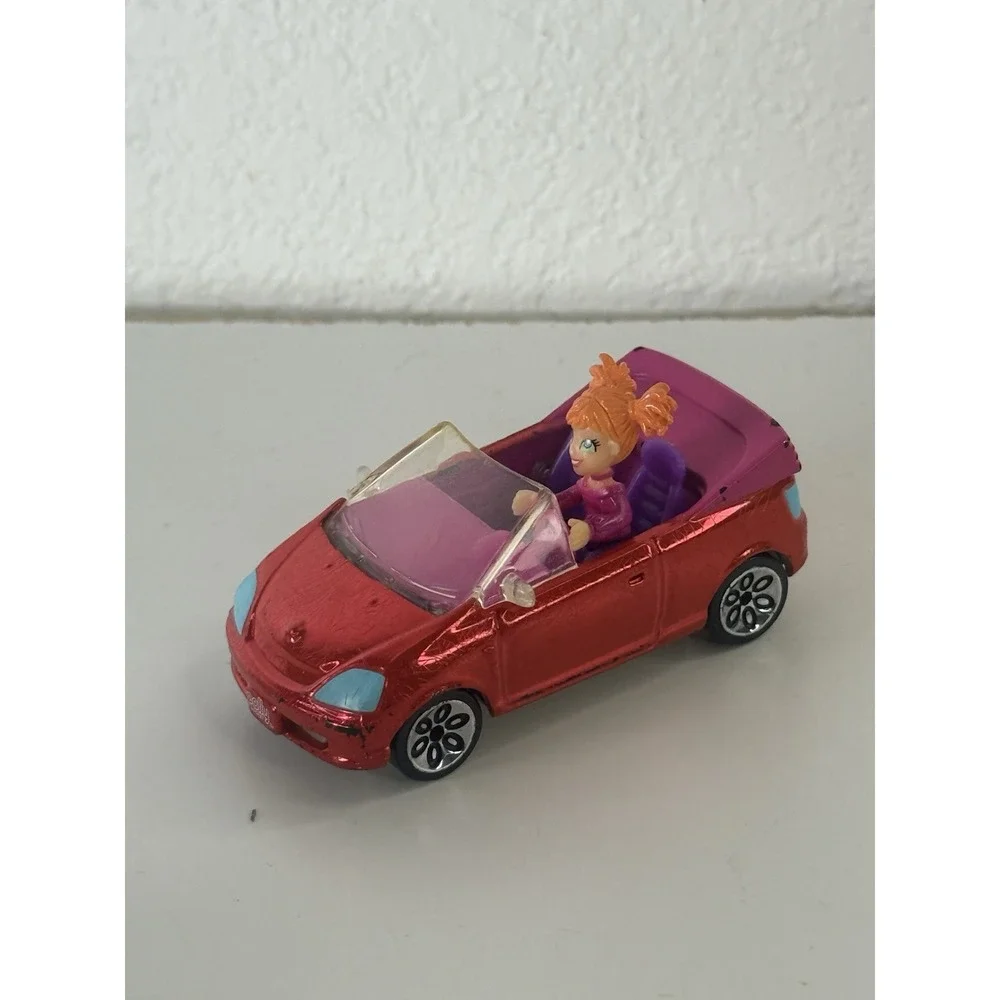 Polly Pocket Red #11 2007 Convertible Die Cast Vehicle with Driver Figure